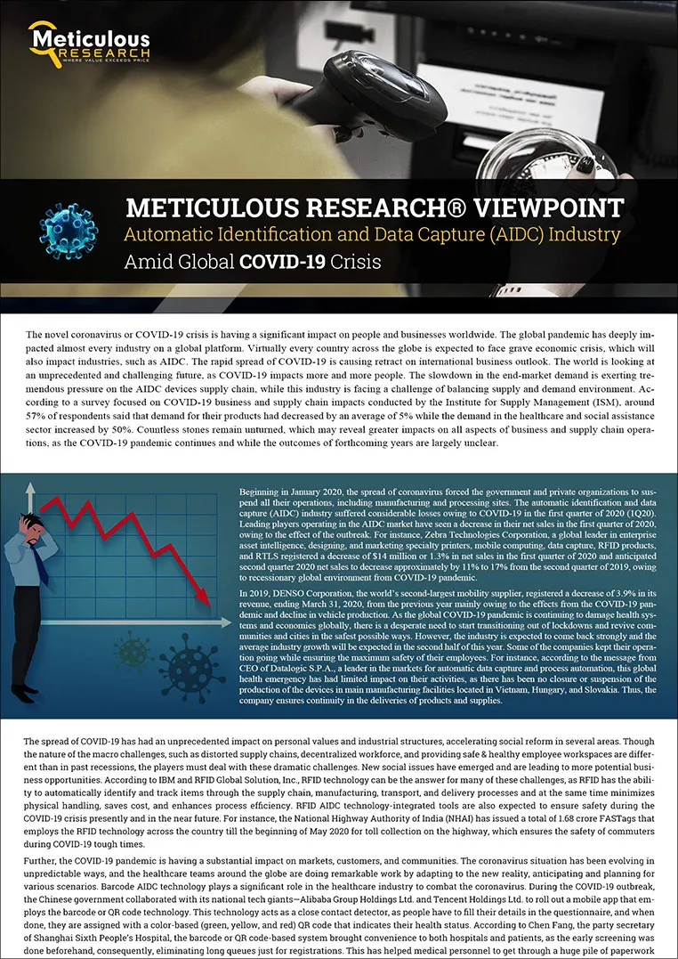 Ontstaan dreigen beeld Automatic Identification and Data Capture (AIDC) Industry Amid Global  COVID-19 Crisis | Meticulous Market Research Pvt. Ltd.