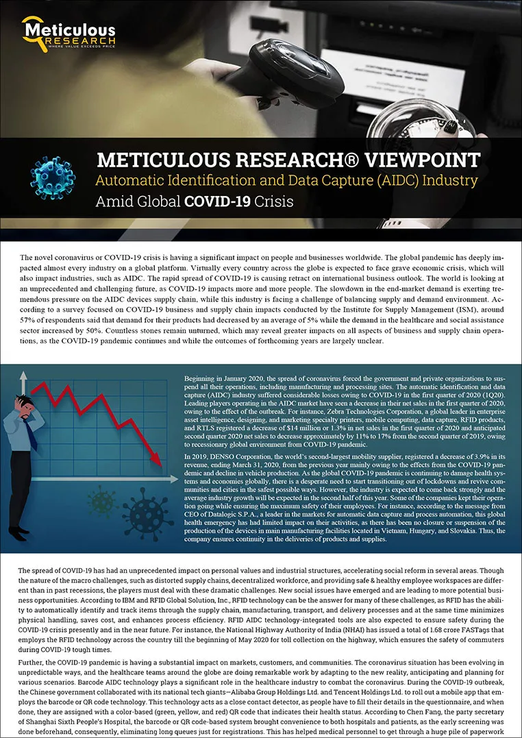 Ontstaan dreigen beeld Automatic Identification and Data Capture (AIDC) Industry Amid Global COVID-19 Crisis | Meticulous Market Research Pvt. Ltd. Ontstaan dreigen beeld Automatic Identification and Data Capture (AIDC) Industry Amid Global COVID-19 Crisis | Meticulous Market Research Pvt. Ltd.